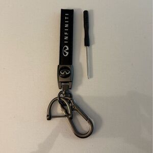 Infinity Key Fob Keychain in Black Leather NWT
